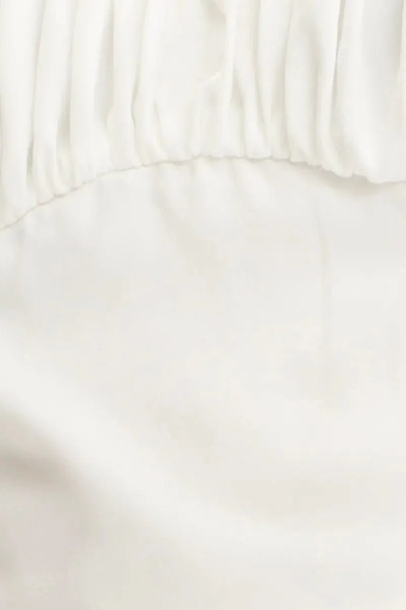 White Puff Sleeve Top Long Sleeve Crop Satin - Image 6