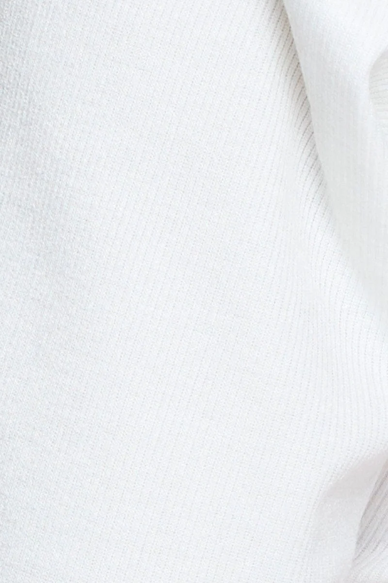 White Ruched Crop Top Long Sleeve - Image 6