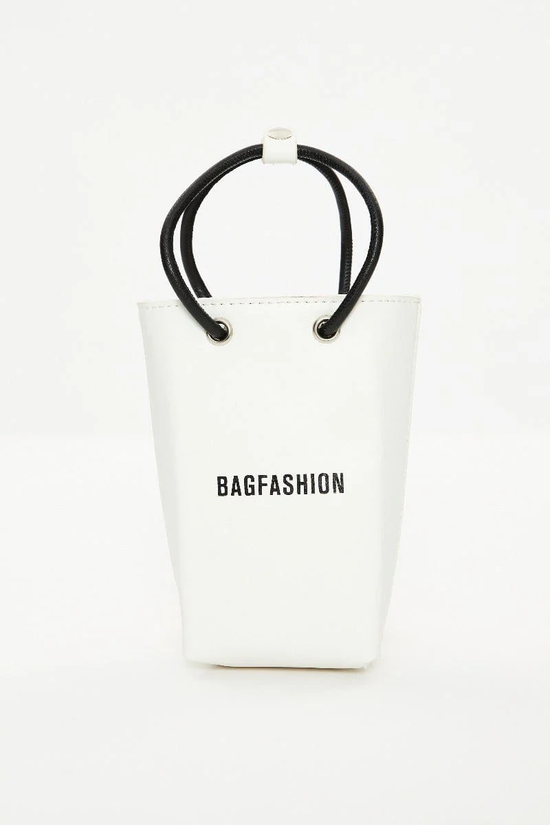 White Ruched Pouch Bag - Image 3