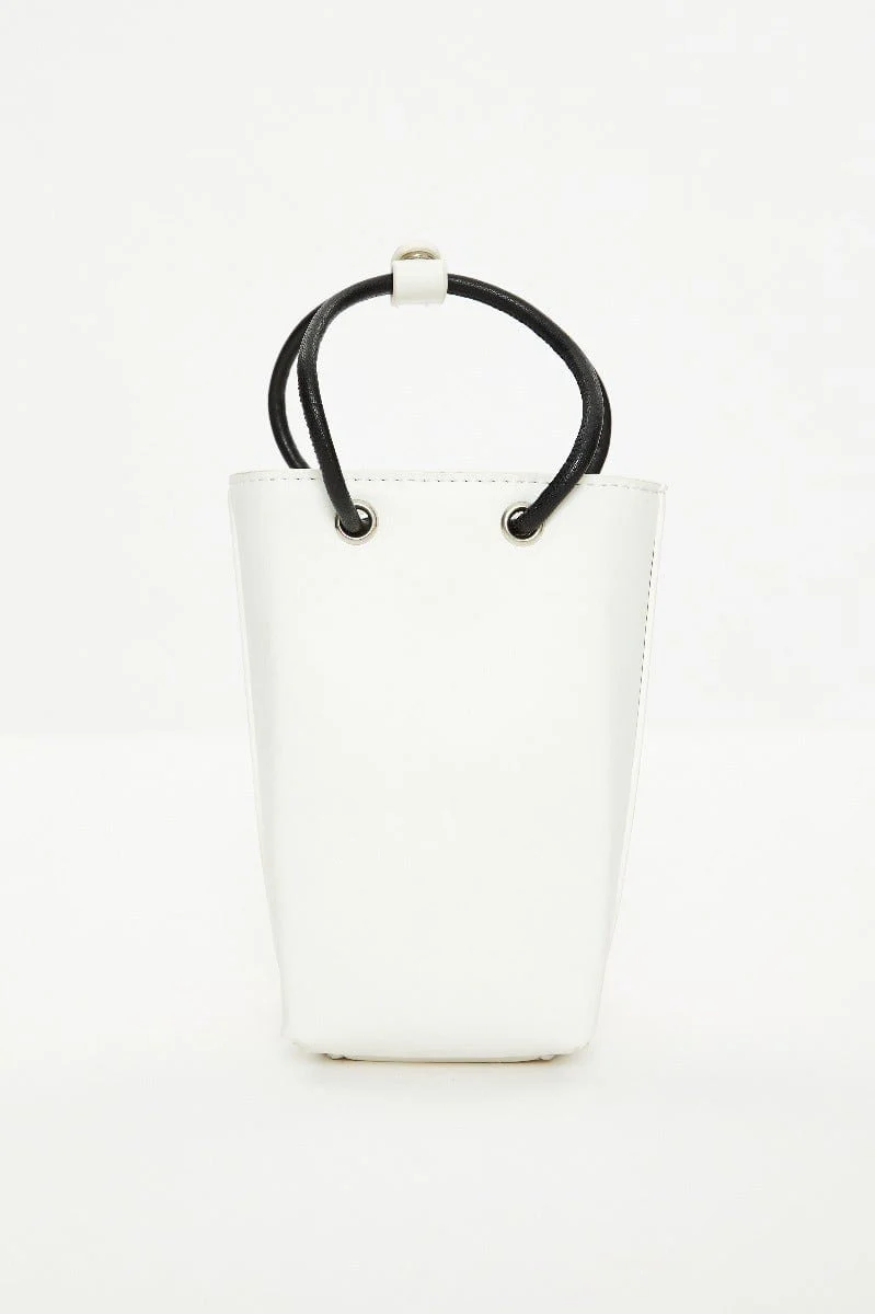 White Ruched Pouch Bag - Image 4
