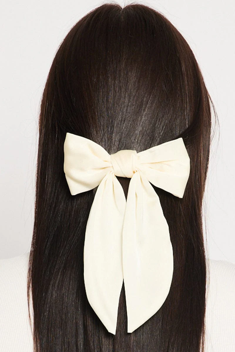 White Satin Hair Bow