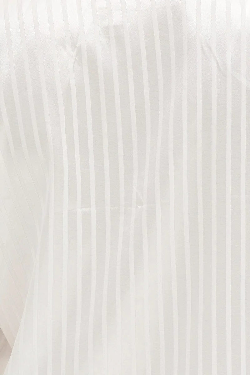 White Satin Pajamas Set Short Sleeve - Image 6