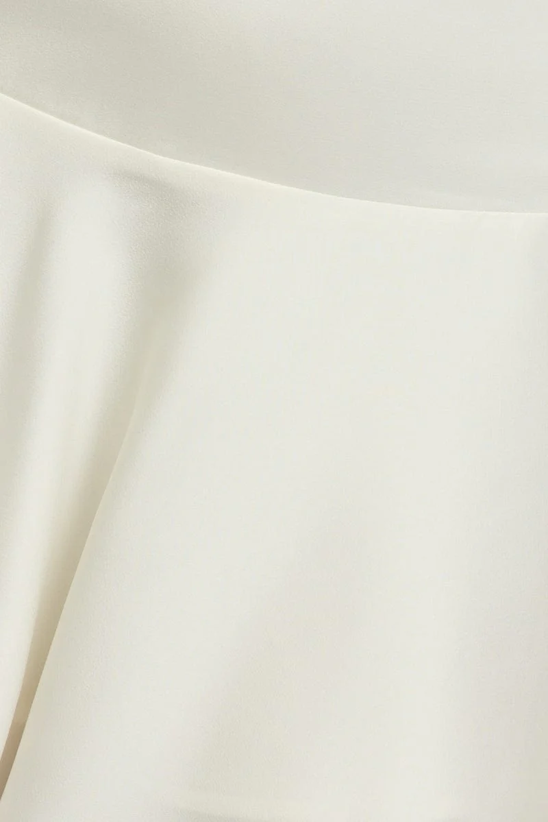 White Satin Skirt High Rise Mini Flowy Skater - Image 6