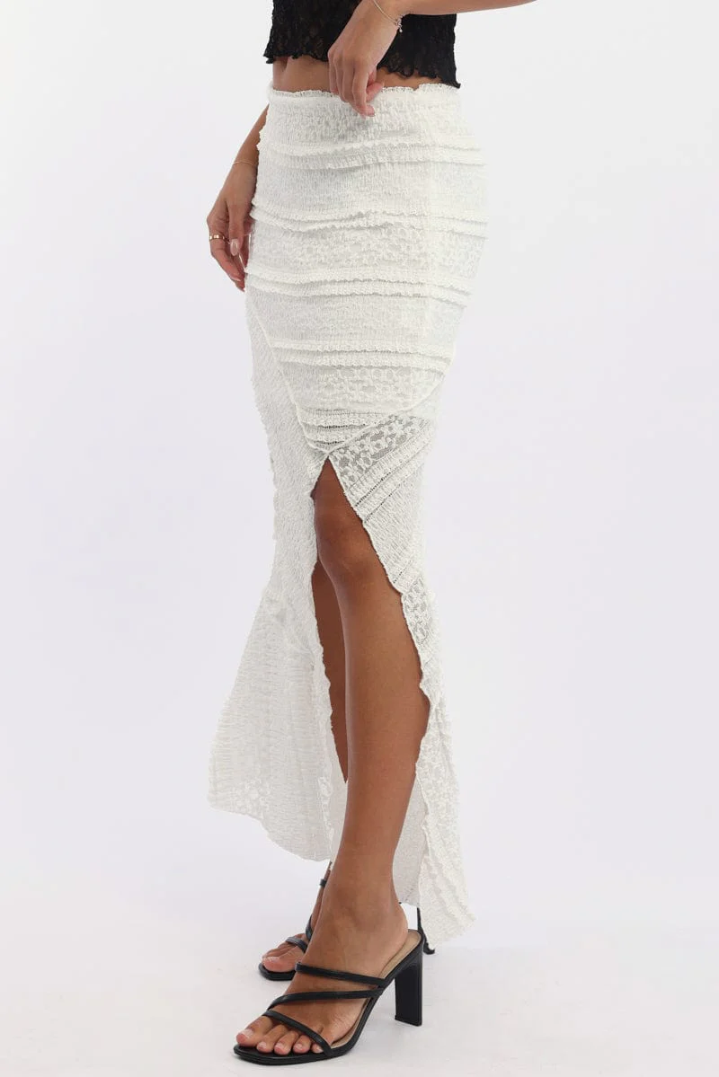 White Scarf Hem Lace Maxi - Image 3