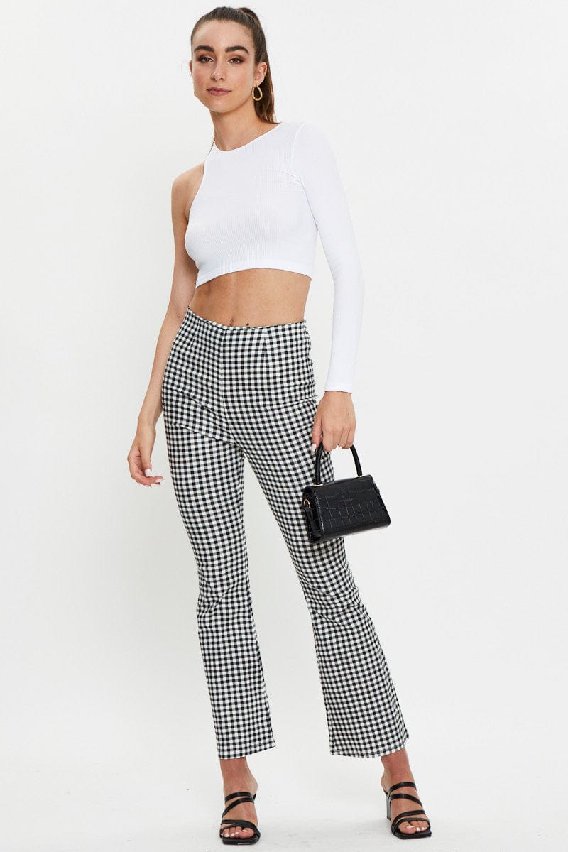 White Seamless One Shoulder Basic Top - Image 3