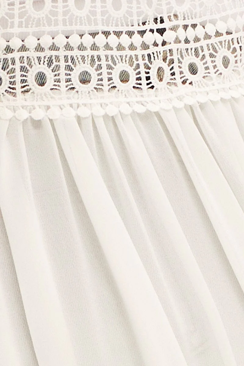 White Short Sleeve Eyelet Tie Front Kimono - Image 6