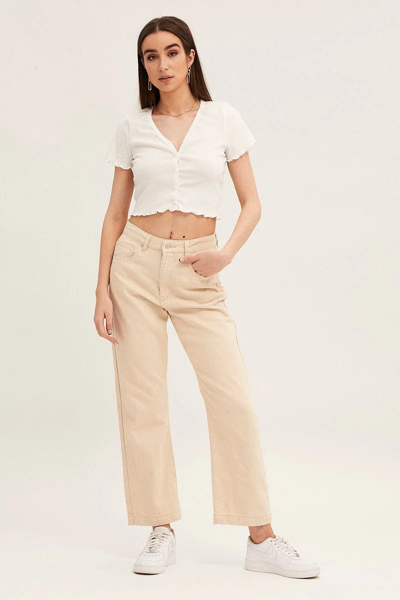 White Short Sleeve Rib Cardigan - Image 2