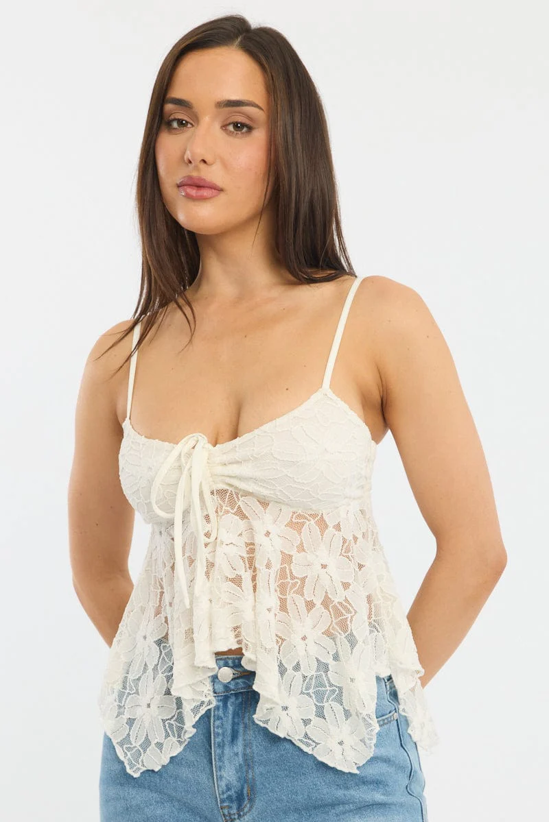 White Singlet Top Lace