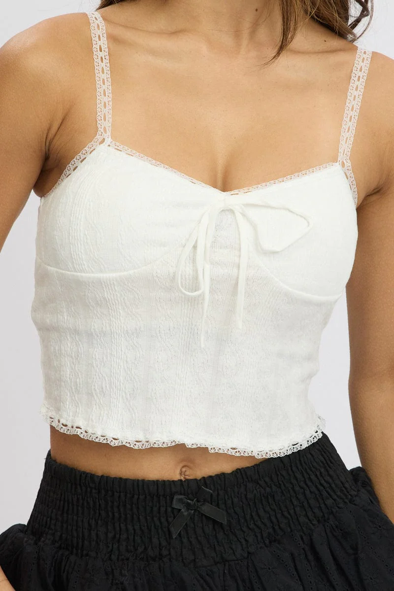 White Singlet Top Textured - Image 6