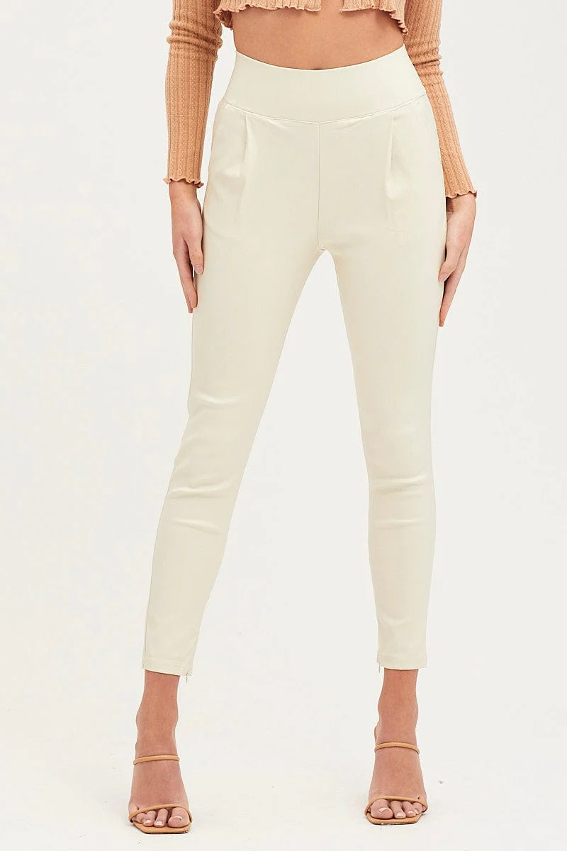 White Slim Pants High Rise - Image 2