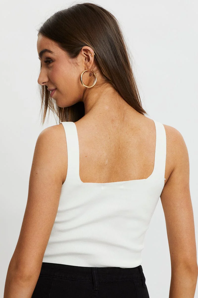 White Square Neck Knit - Image 3
