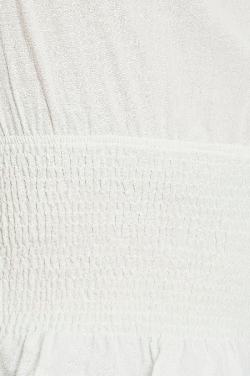 White Square Neck Ruched Top - Image 9