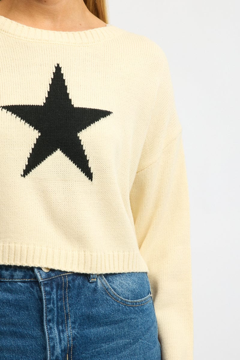 White Star Knit Jumper Long Sleeve - Image 5