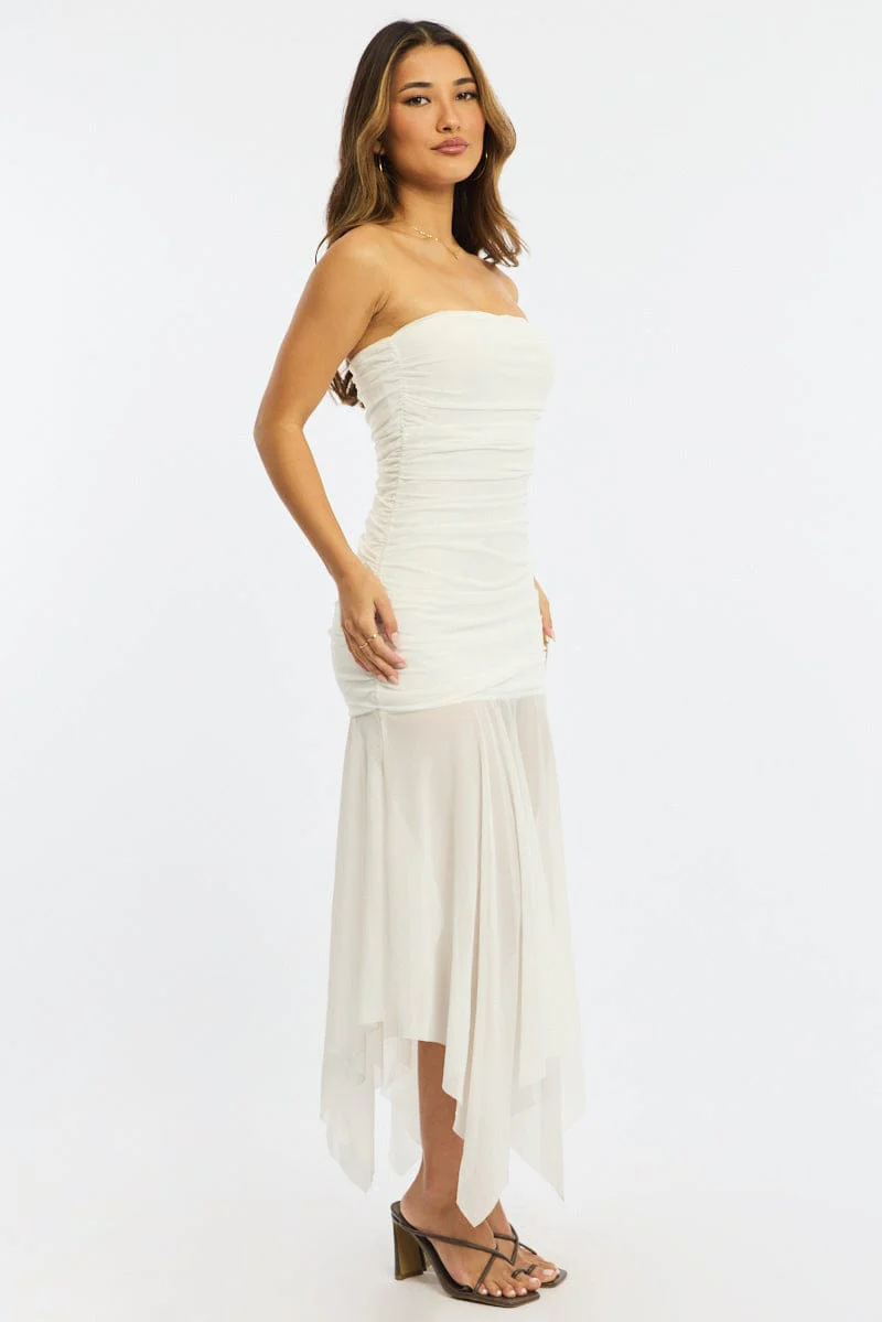 White Strapless Maxi Dress - Image 3