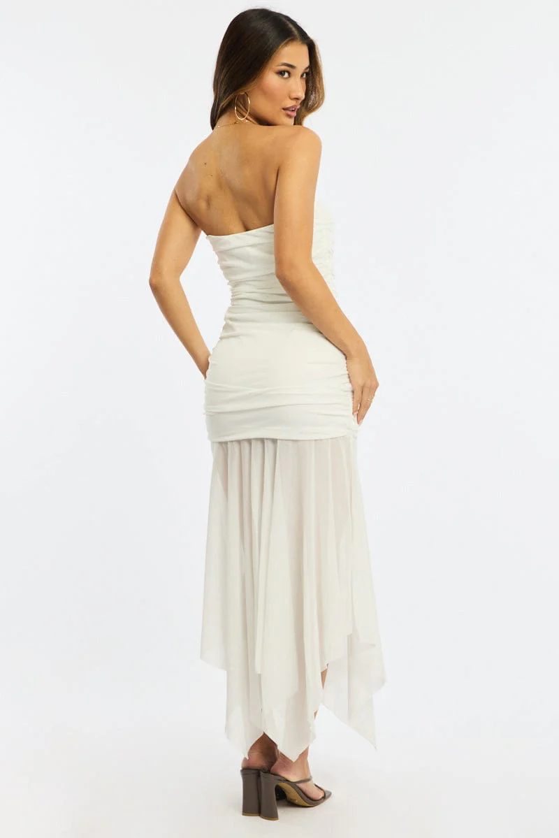 White Strapless Maxi Dress - Image 4