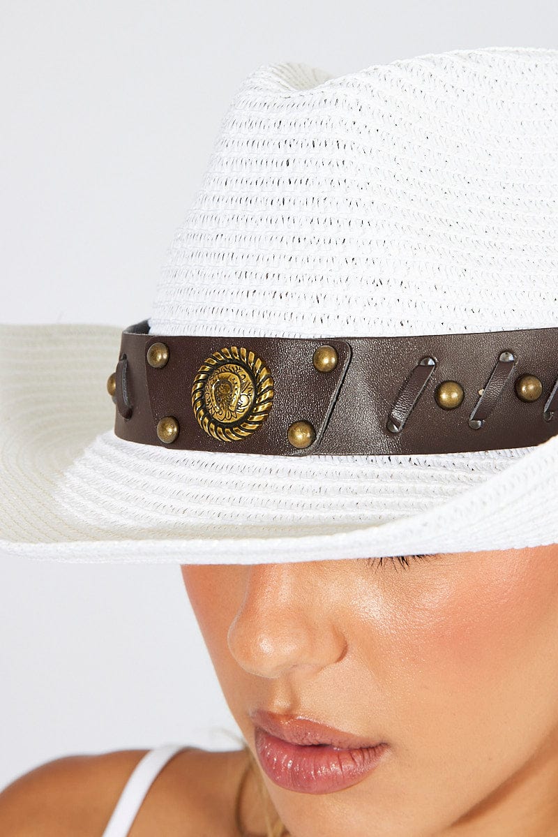White Straw Cowboy Hat - Image 2