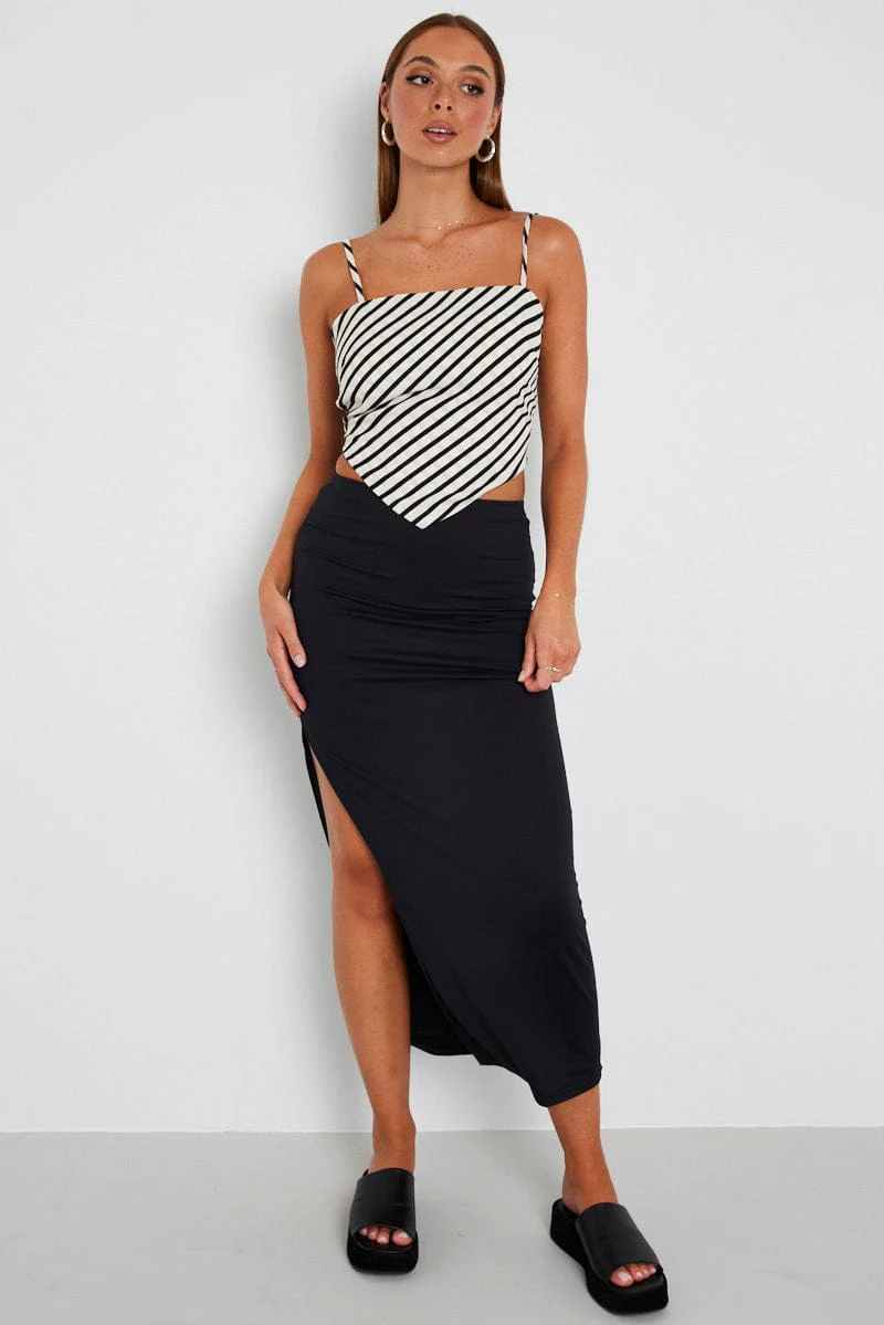 White Stripe Scarf Cami Top Singlet - Image 2