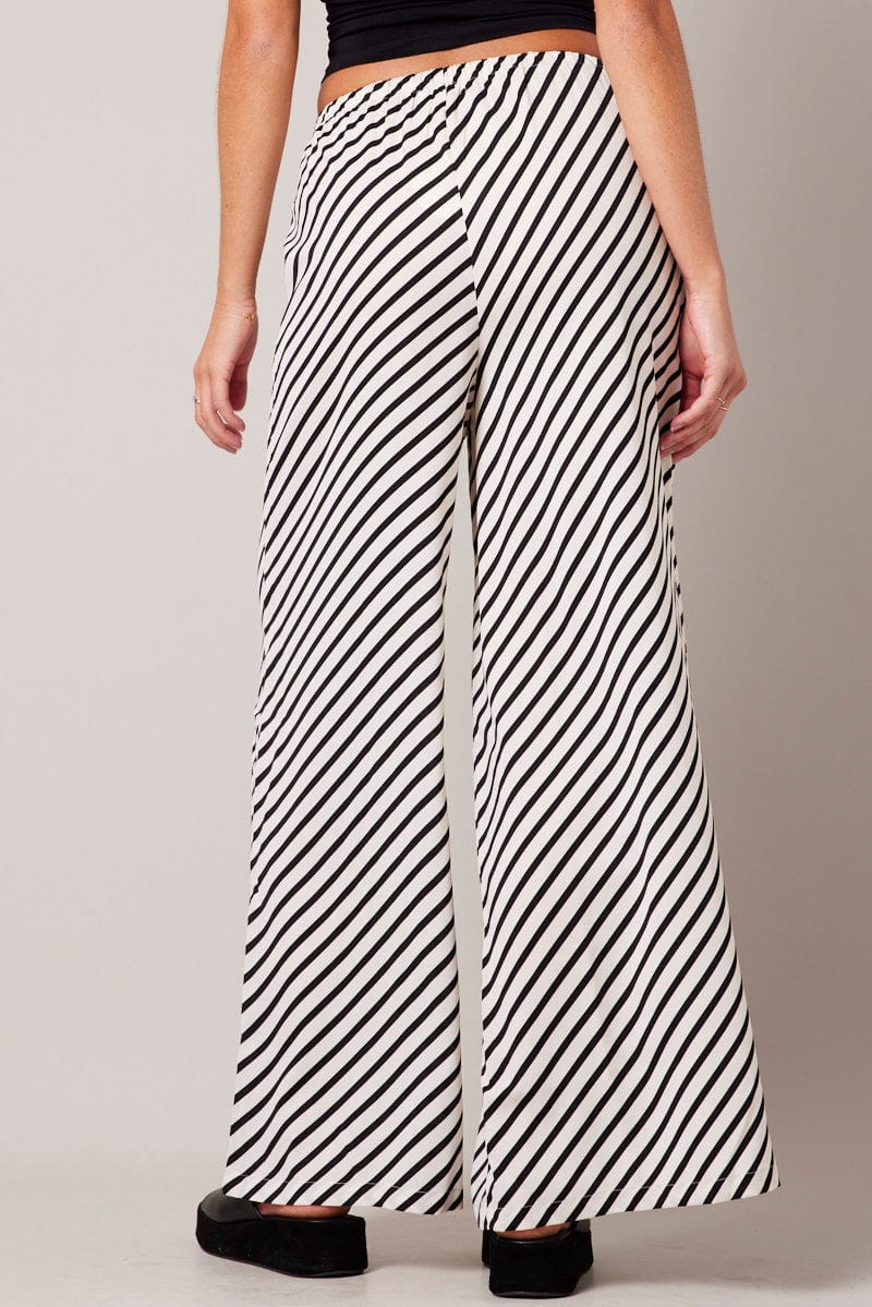 White Stripe Wide Leg Pants High Rise - Image 5