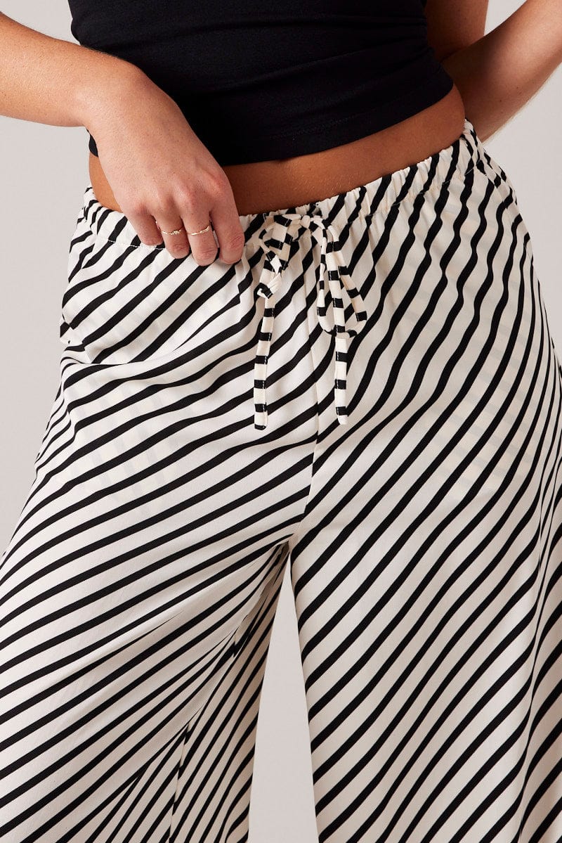 White Stripe Wide Leg Pants High Rise - Image 6
