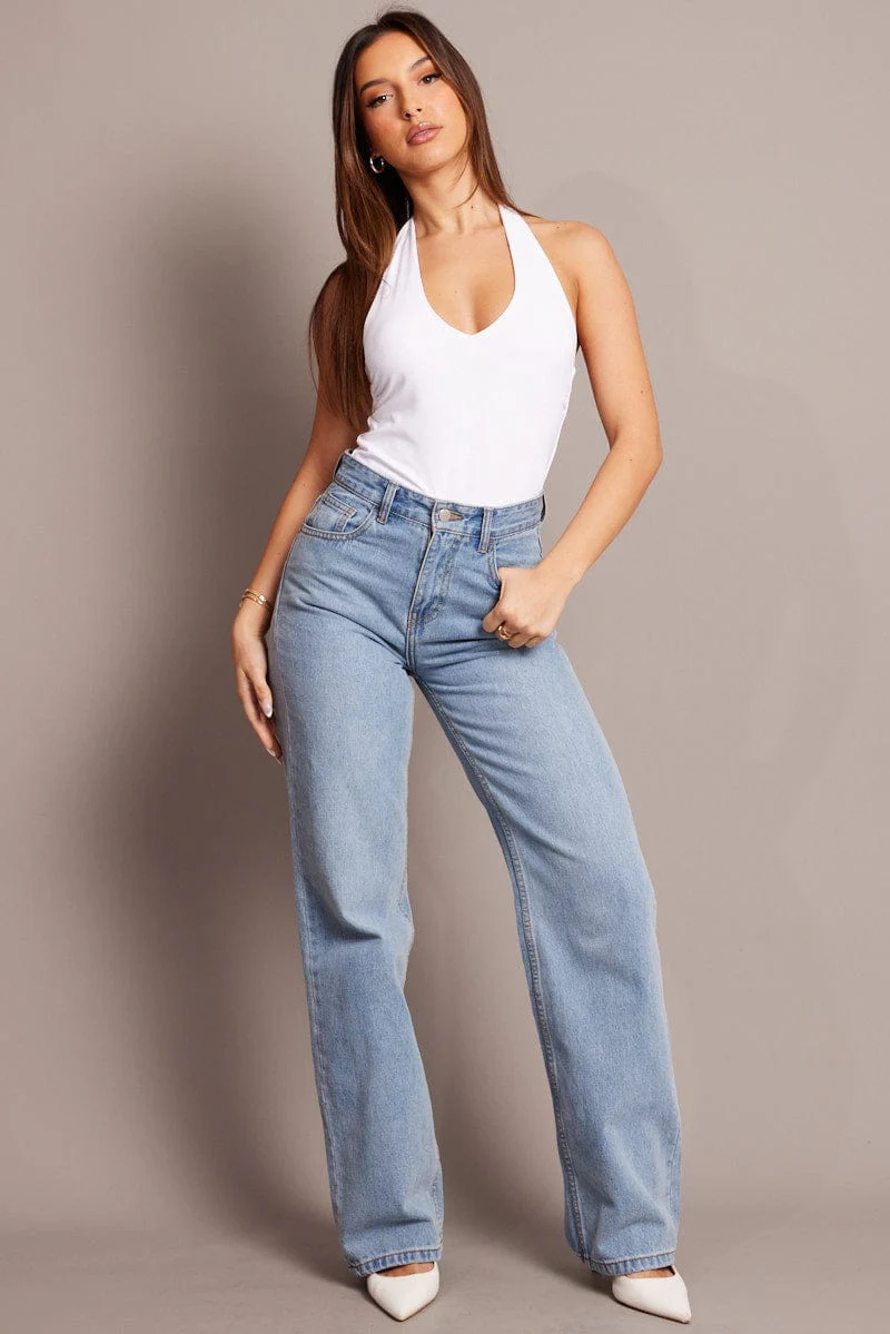 White Supersoft Bodysuit Halter Neck - Image 3