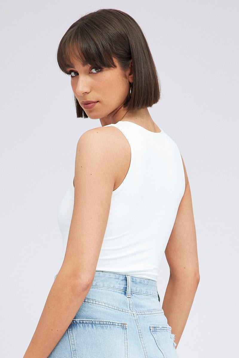 White Supersoft Bodysuit Sleeveless - Image 5