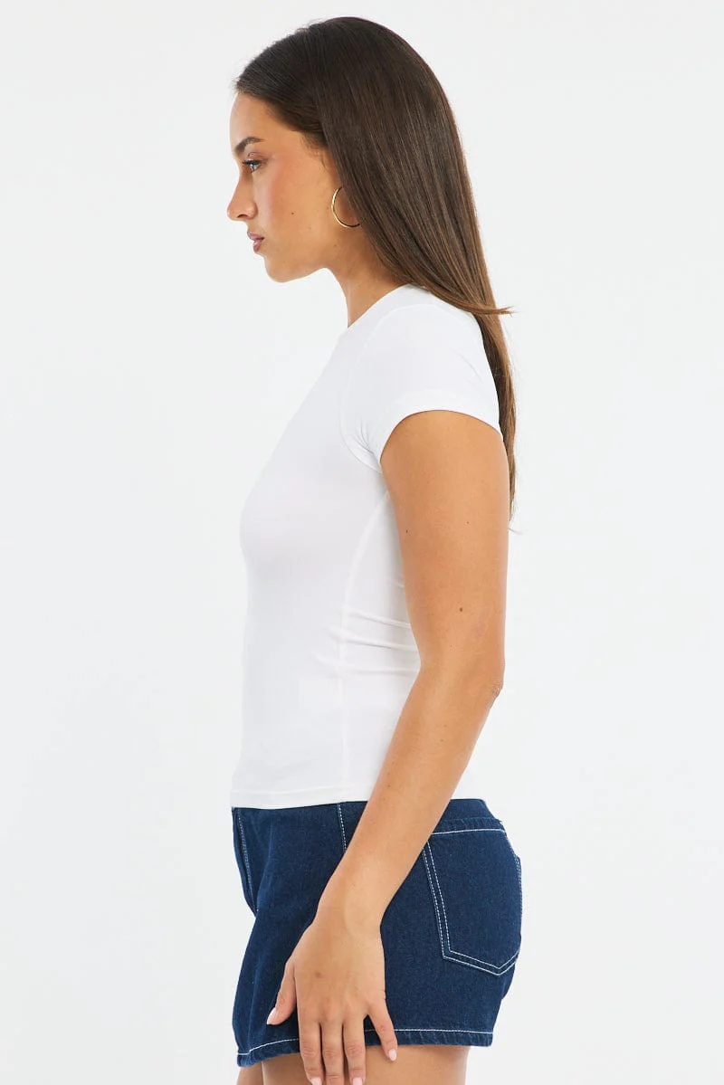 White T-shirt Cap Sleeve Supersoft - Image 3