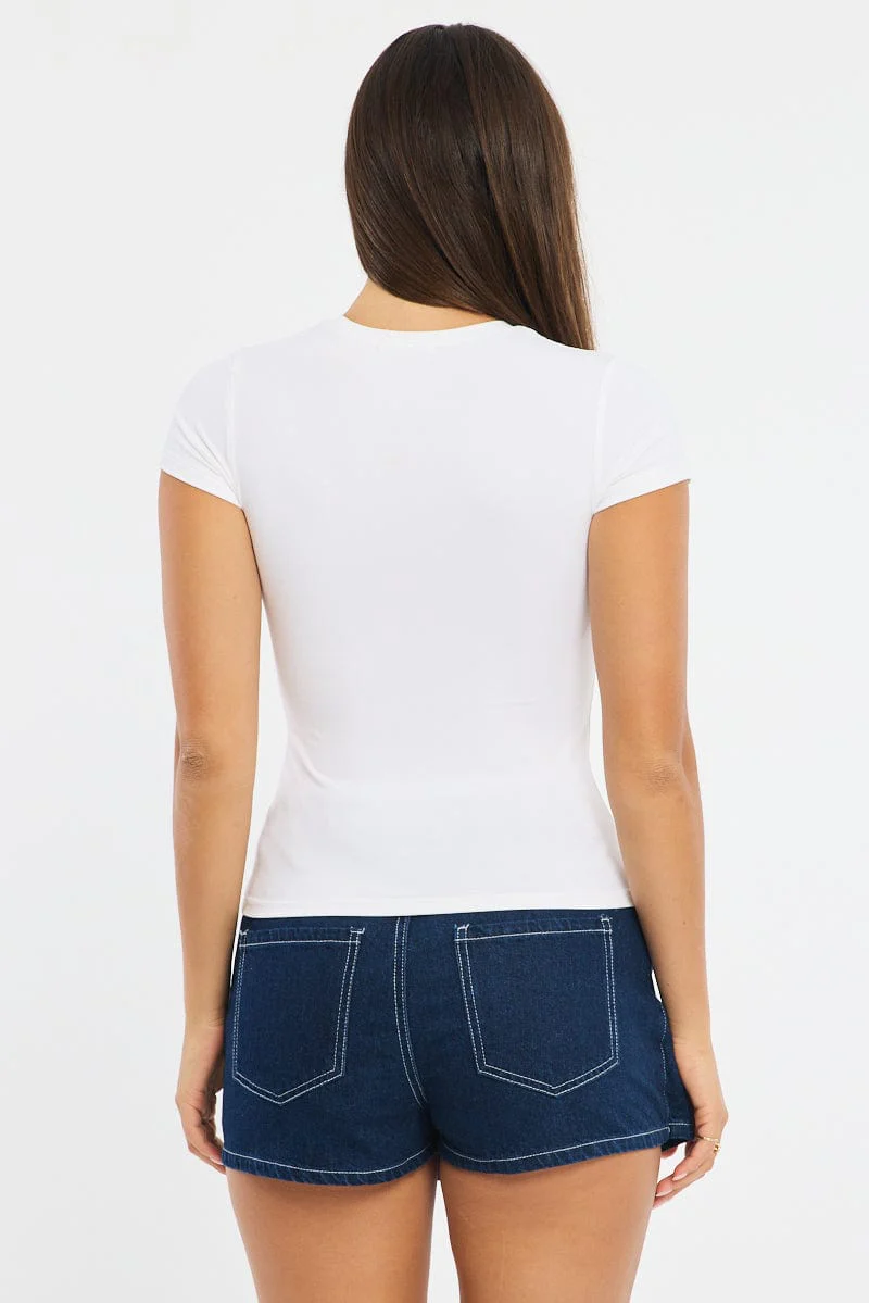 White T-shirt Cap Sleeve Supersoft - Image 4