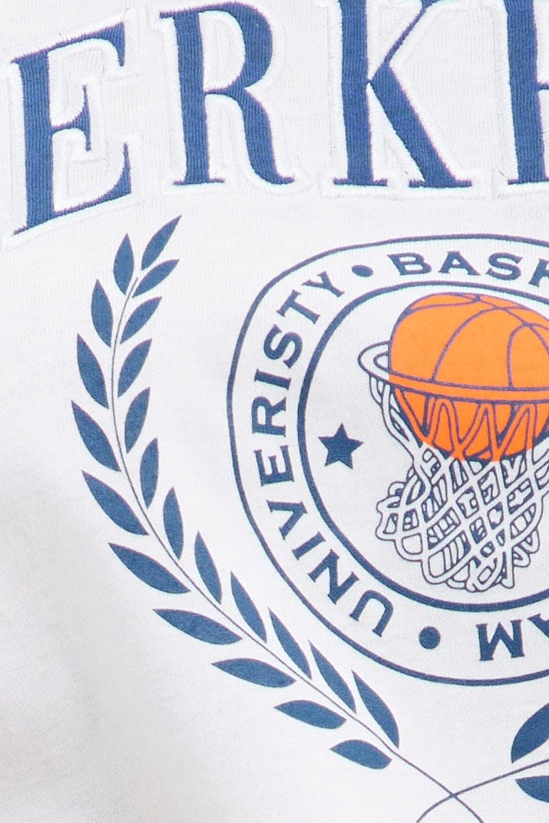 White T Shirt Short Sleeve Crew Neck Berkeley Basketball - Image 6