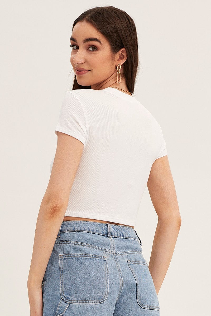 White T Shirt Short Sleeve Crew Neck - Image 5