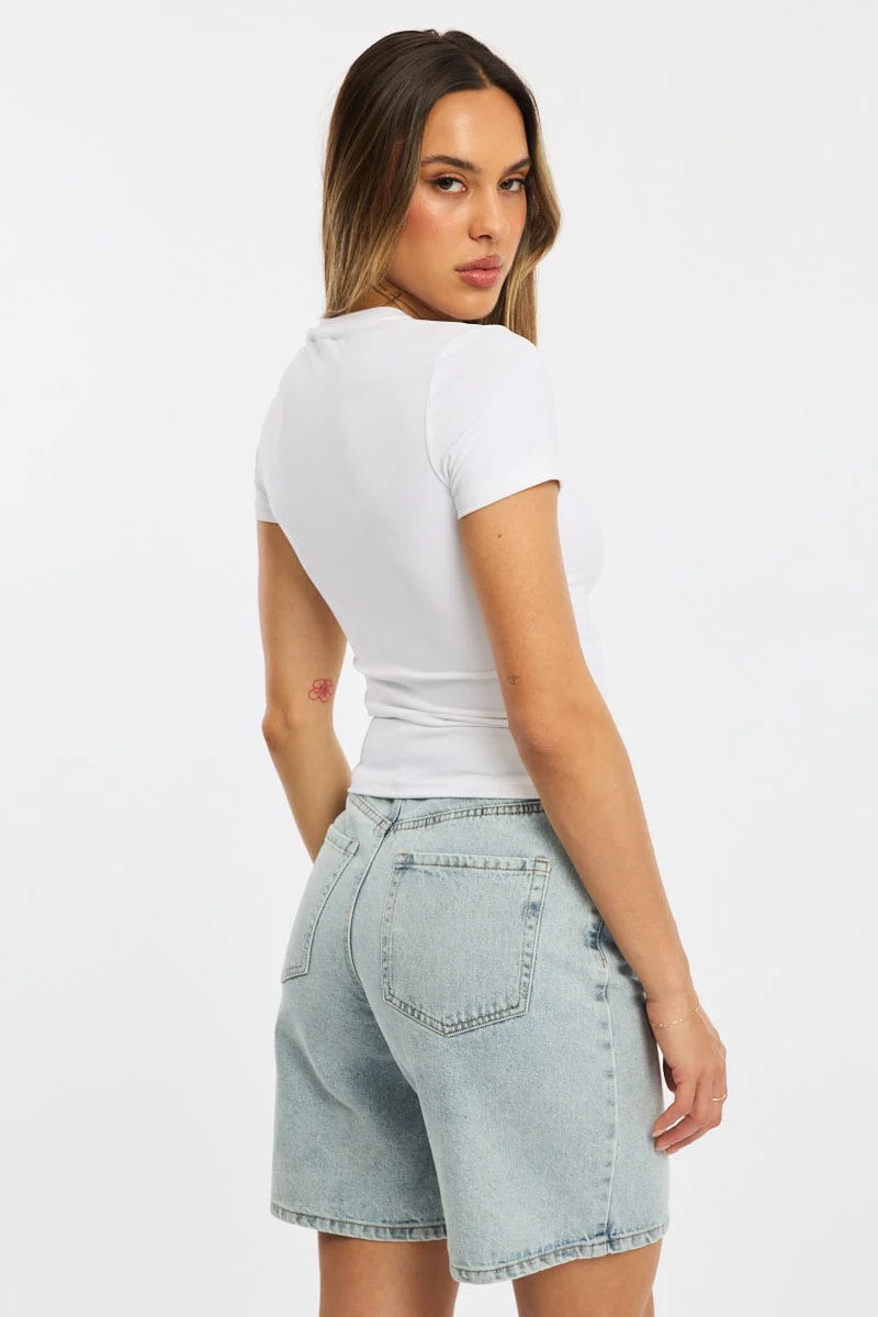 White T-shirt Short Sleeve Crew Neck - Image 4