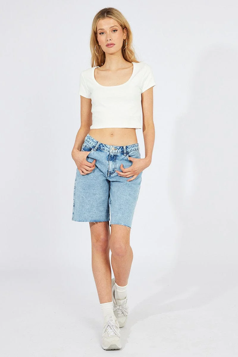 White T-Shirt Short Sleeve Scoop Neck - Image 2