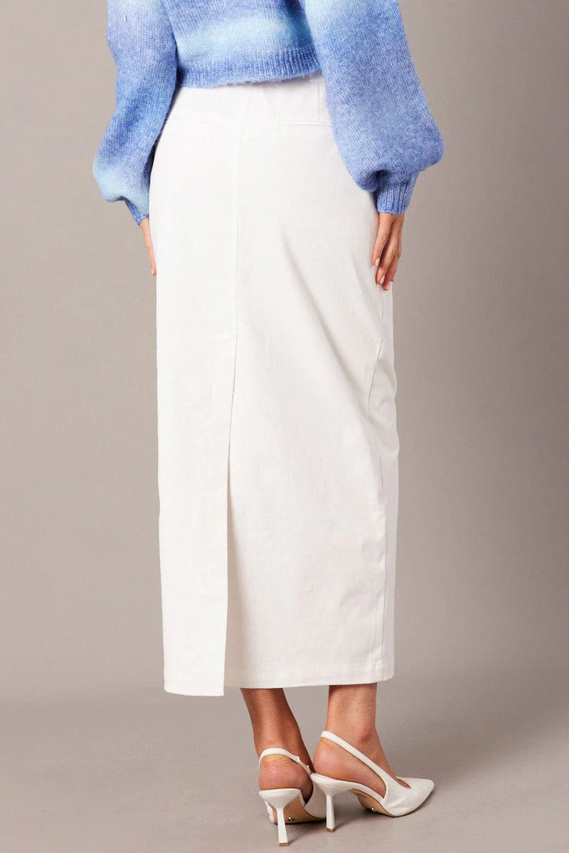White Tailored Skirt Midi Mid Rise - Image 5