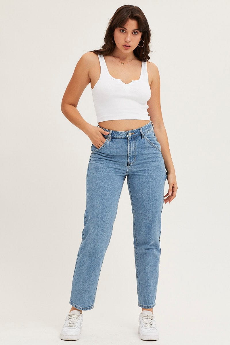 White Tank Rib Notch Cropped Rib - Image 2