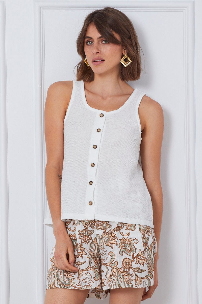 White Tank Sleeveless Round Neck - Image 3