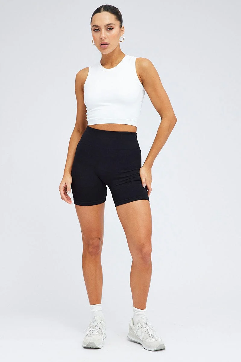 White Tank Top Crew Neck Washed Seamless - Image 2