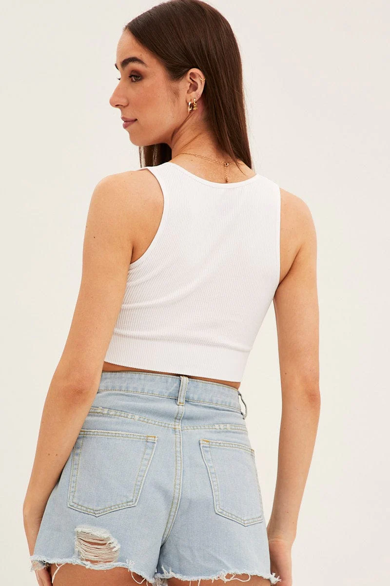 White Tank Top Sleeveless Seamless - Image 5