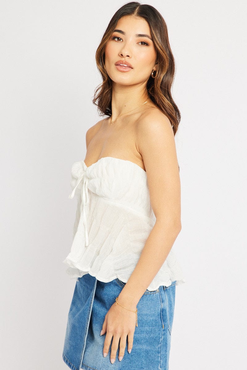 White Tie Front Tube Top - Image 4