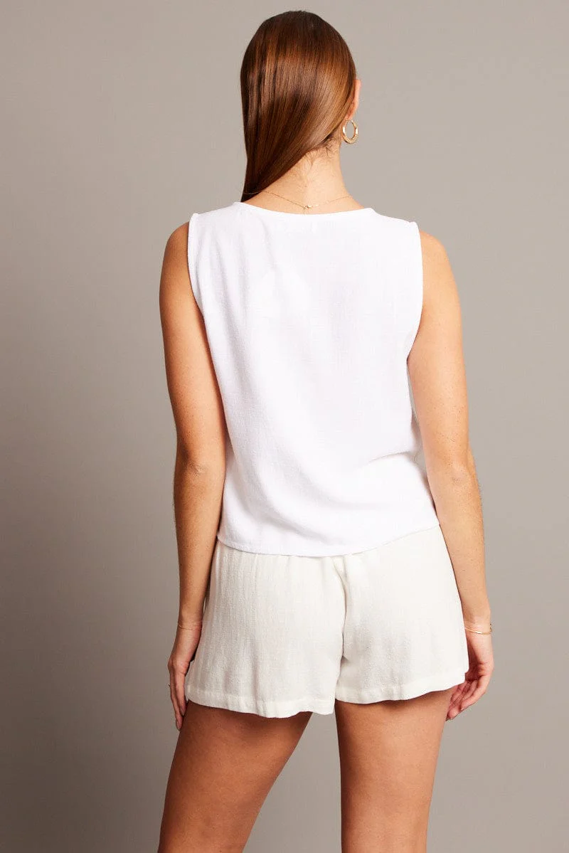 White Tie Up Top Linen - Image 5