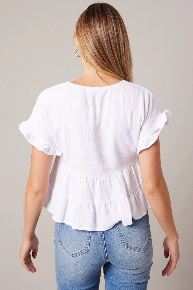White Tiered Top Short Sleeve - Image 5