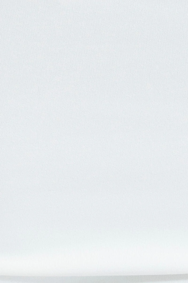 White Top Long Sleeve Round Neck Elastic Back Jersey - Image 6