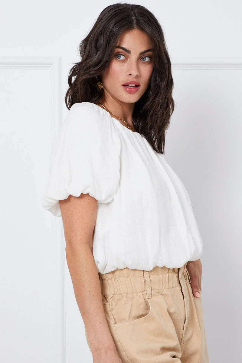 White Top Short Sleeve Round Neck Oversized - Image 4
