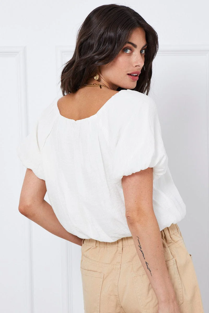 White Top Short Sleeve Round Neck Oversized - Image 5