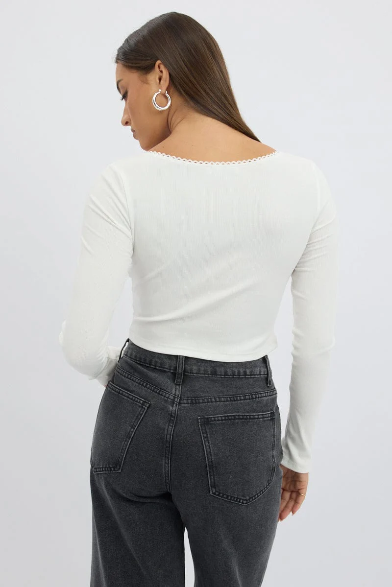 White Top Short Sleeve Scoop Neck Long Sleeve - Image 5