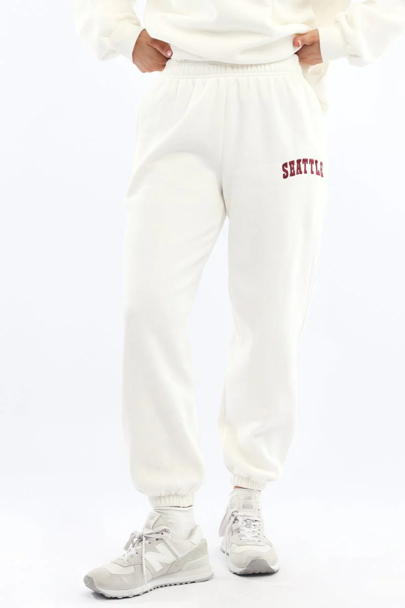 White Track Pants Jogger - Image 2