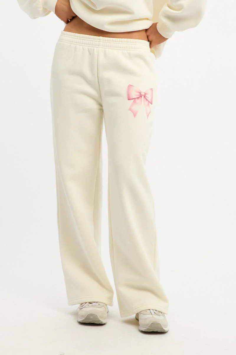 White Track Pants Wide Leg - Image 2