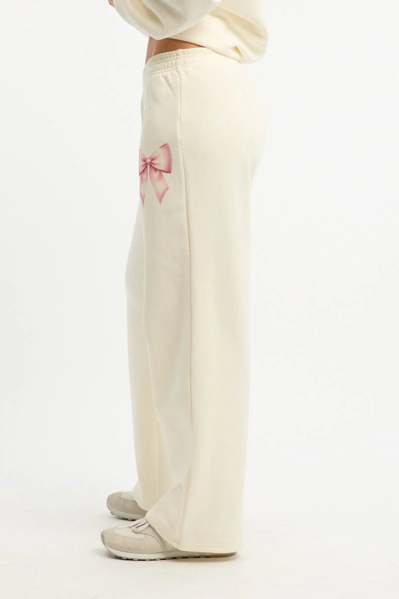 White Track Pants Wide Leg - Image 4