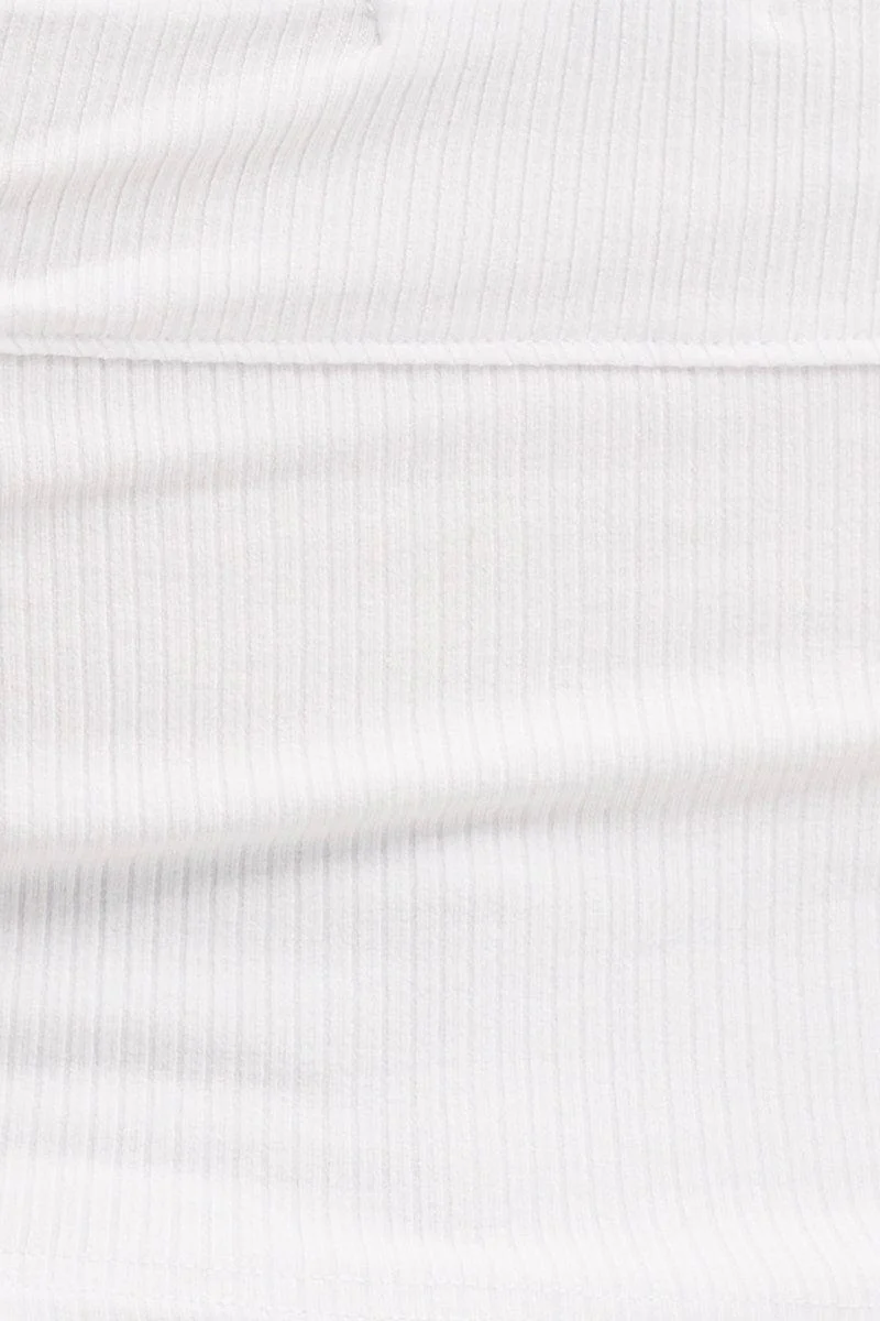 White Tube Top Bandeau Panel Detail Rib Strapless - Image 6
