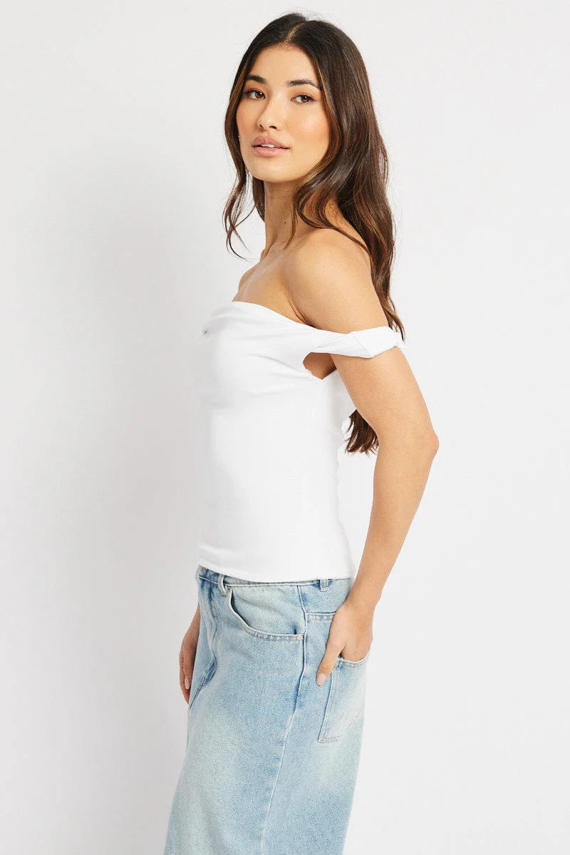 White Twist Top Off Shoulder - Image 4