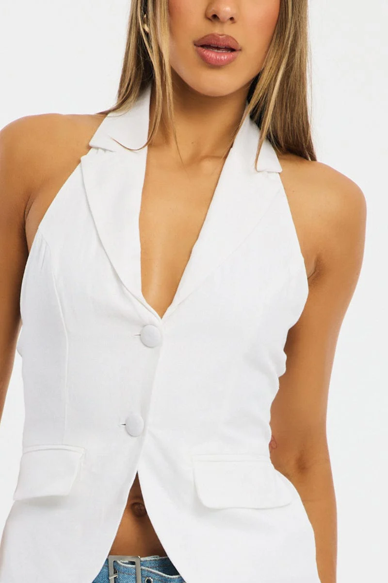 White Vest Halter Neck - Image 5
