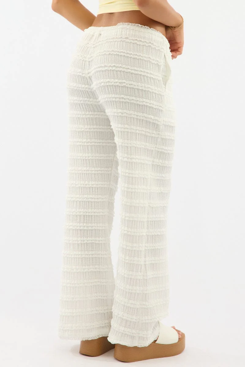 White Wide Leg Pant Lace - Image 4